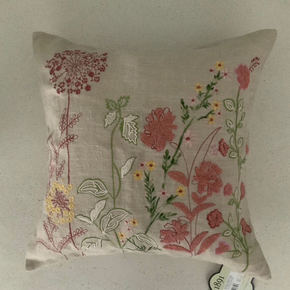 SFERRA Cream and Tan Accent Pillows Elegant Botanical Design